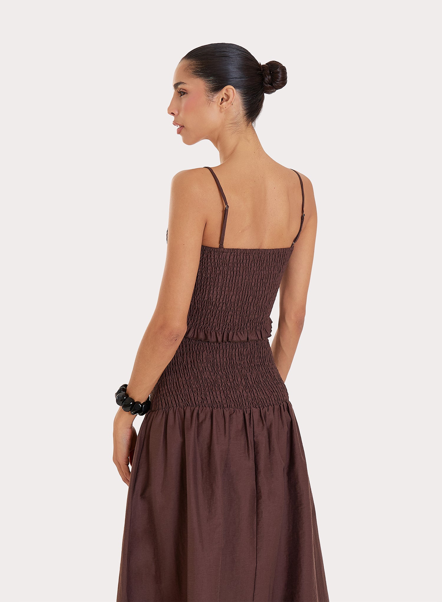 Chocolate Shirred Crop Top